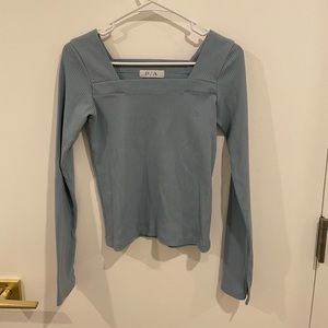 P/A BY PAUL & ALICE Square Neck Tee, Baby Blue